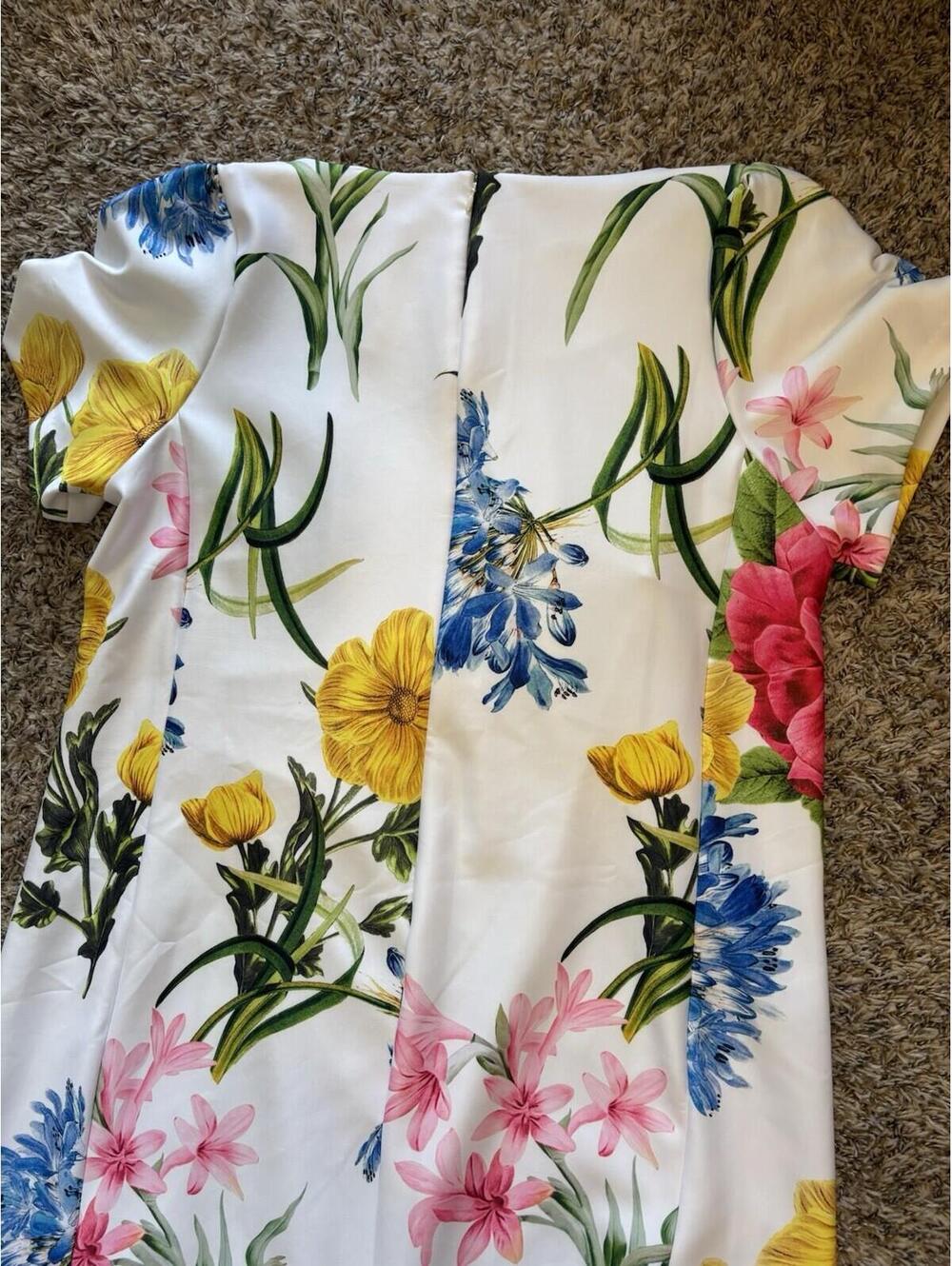 Karl Lagerfeld Paris Floral White Colorful Dress Knee Length Women's Size 20W - Picture 9 of 10